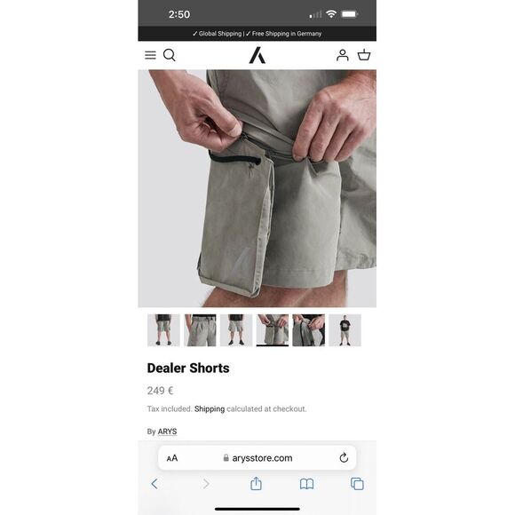 ARYS Dealer Shorts Mens Sz Medium Cargo Nylon Suede Removable Pockets Greygreen - Picture 14 of 16